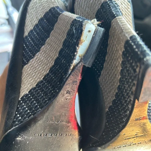 Burberry Black Leather Peep Toe Heels - Picture 3 of 8